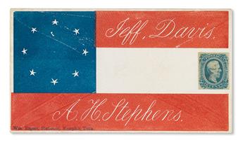 (MILITARY--CIVIL WAR--PATRIOTIC COVERS--CONFEDERATE.) Eight Star Confederate flag design with Jeff. Davis/ A. H. Stephens, made by Wm